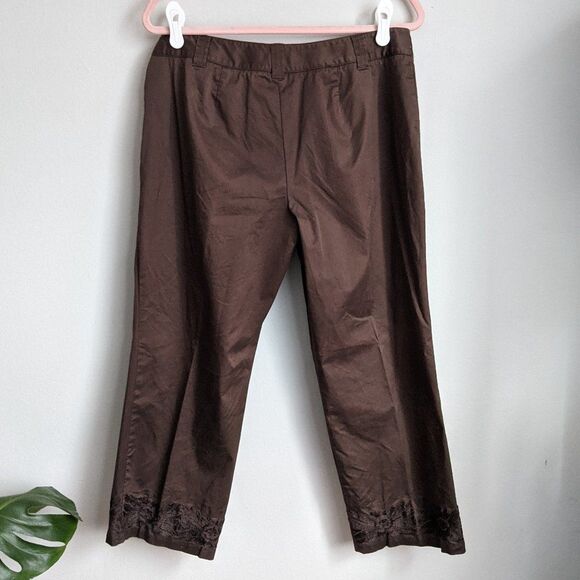 Ann Taylor | Floral Embroidered Hem Ankle Cropped Pants Sz 12 - Picture 2 of 9